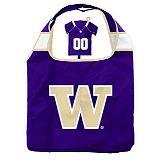 Washington Huskies UW Reusable Grocery Bag with Jersey Style Storage Pouch