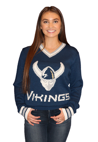 WWU Vikings Navy Tribute V-Neck Sweater (UNISEX SIZING)
