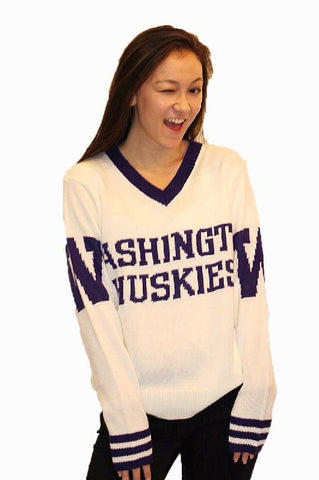 UW White Washington Huskies Tribute Sweater (UNISEX SIZING)
