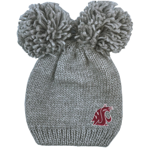 LogoFit Kids Double Pom Gray Knit Beanie