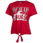 WSU Cougs Metallic Tie Front T-Shirt