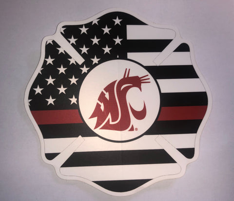 WSU Cougars Fire Flag Decal