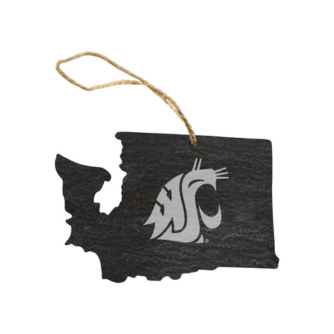 Grey WSU Washington State Map Ornament