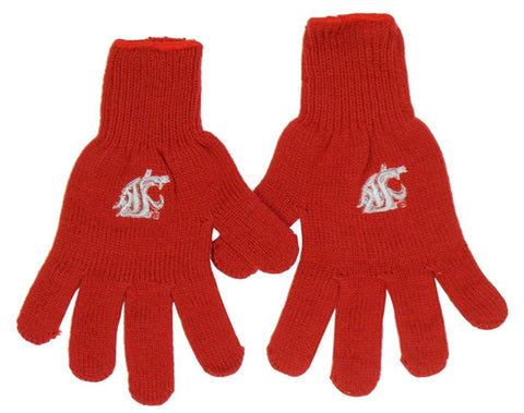 WSU Crimson Embroidered Knit Gloves