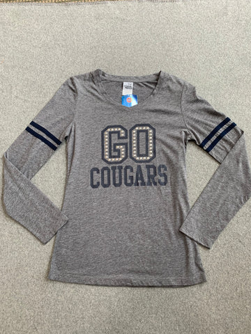 Gray Go Cougars Bling Tee