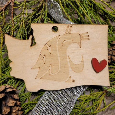 WSU Wood Logo State Ornament