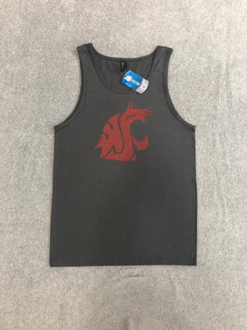 WSU Men's Grey Tank Top With Crimson Cougar's Logo