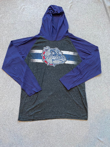 Gray and Navy Men's Gonzaga Long Sleeve With Hood