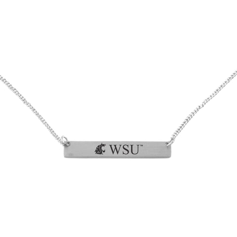 Silver Engraved WSU Necklace with Logo