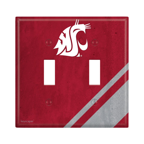 WSU Double Light Switch Cover With Grey Stripes