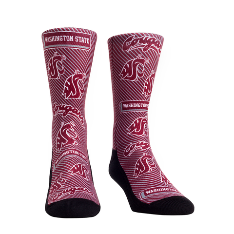 Crimson WSU Striped Rockem Crew Socks
