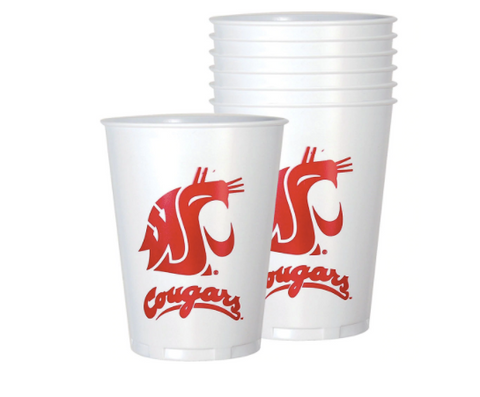 White WSU Cougars 16 oz Plastic Cups
