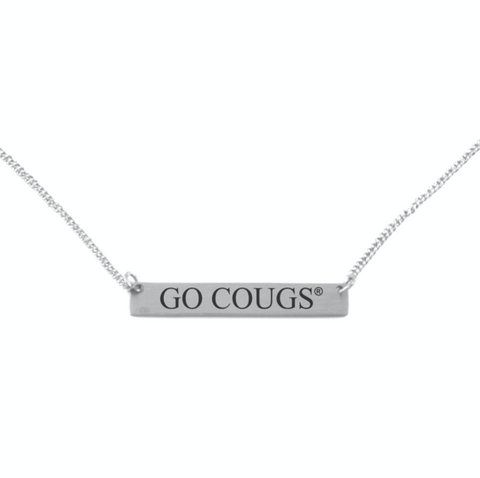 Silver Engraved Go Cougs Necklace
