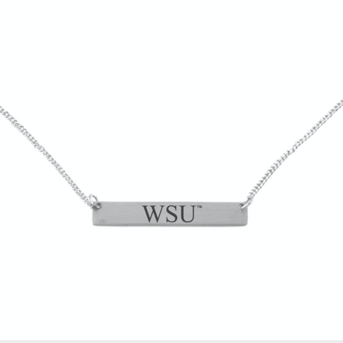 Silver Engraved WSU Necklace
