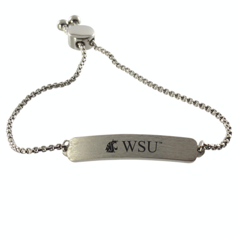 Silver Engraved WSU Bracelet with Logo