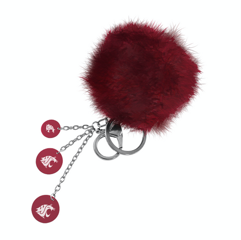 Crimson Puff Ball Key Chain