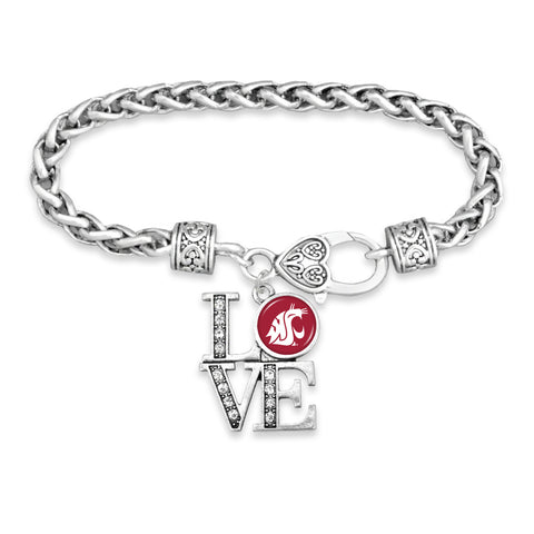 Silver & Crimson LOVE Cougars Bracelet