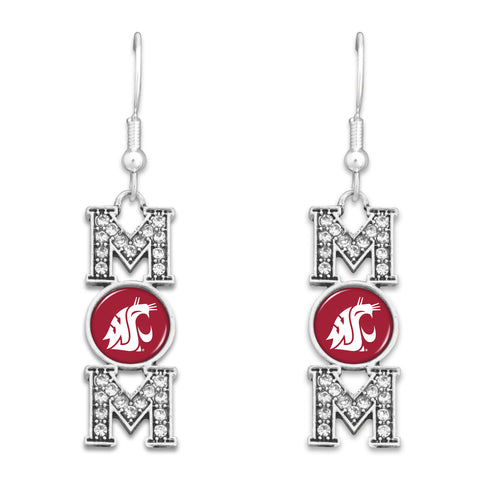 Silver & Crimson MOM Cougar Earrings