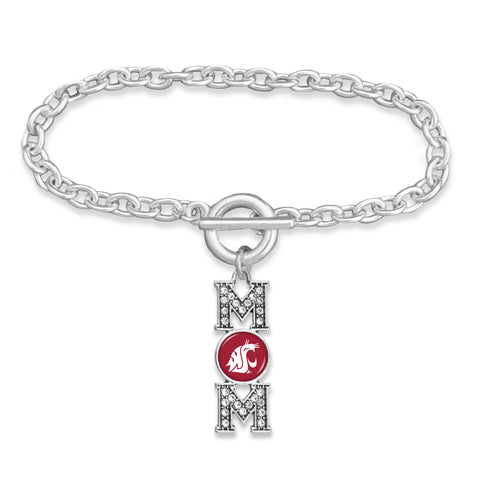 Silver & Crimson MOM Cougars Bracelet