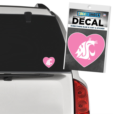 WASHINGTON STATE COUGARS PINK HEART DECAL
