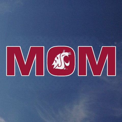 WSU Mom Decal with White Coug Logo