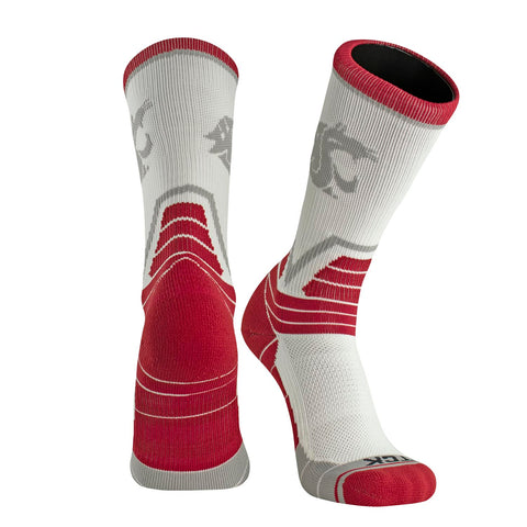TCK Sports Mid-Calf WSU Crimson and White Socks