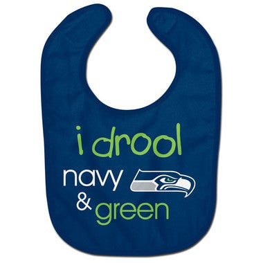 Drool Navy and Green Seahawks Baby Bib