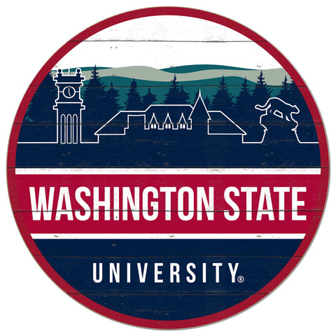 WSU Cougars Wooden Skyline 20x20 Circle Sign