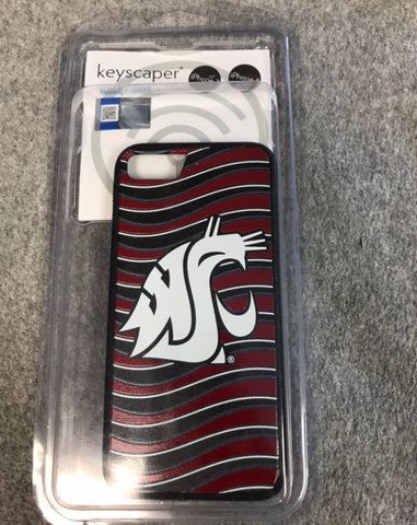 Crimson, Gray, White Swirl with White Logo iPhone Case