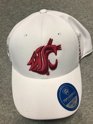 Men's White Baseball hat with Crimson Coug Logo