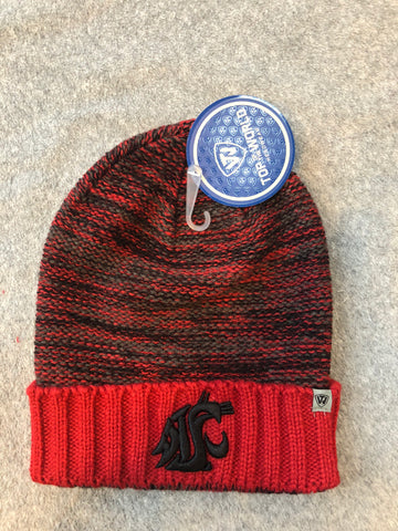Red and Black WSU Cougar Fold Over Beanie
