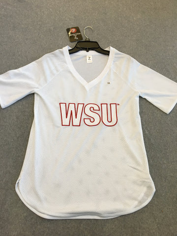 Ladies White Mesh WSU  Shirt