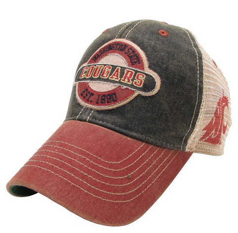 WSU Cougars Faded Brown and Crimson Mesh Legacy Hat