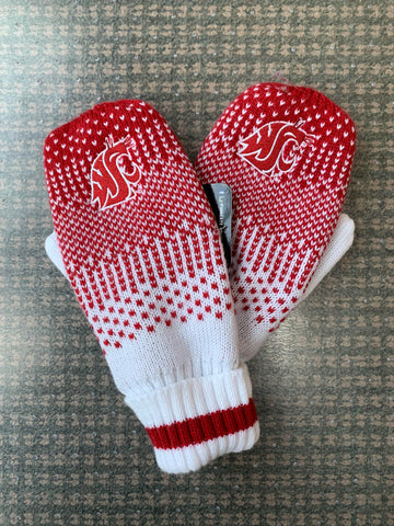 Crimson WSU Ombre Knitted Mittens