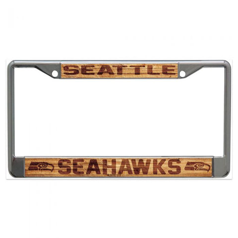 SEATTLE SEAHAWKS WOOD LICENSE PLATE FRAME S/L PRINTED