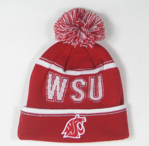 League "WSU" Fold Over Beanie With Pom