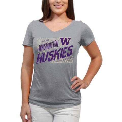 Women's UW Huskies Scatter Doodle V-neck