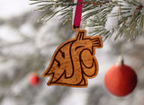 WSU Cherry Wood Cougar Head Ornament