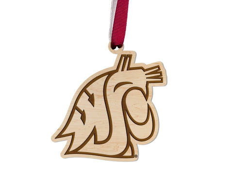 WSU Maple Wood Cougar Head Ornament