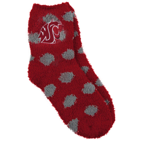 Crimson WSU Polka Dot Fuzzy Socks