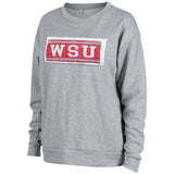 Ladies WSU Grey Sequin Crewneck Sweatshirt